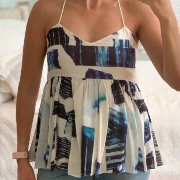 Tibi Pleated Camisole Peplum Racerback Blouse size 2 - Picture 1 of 14
